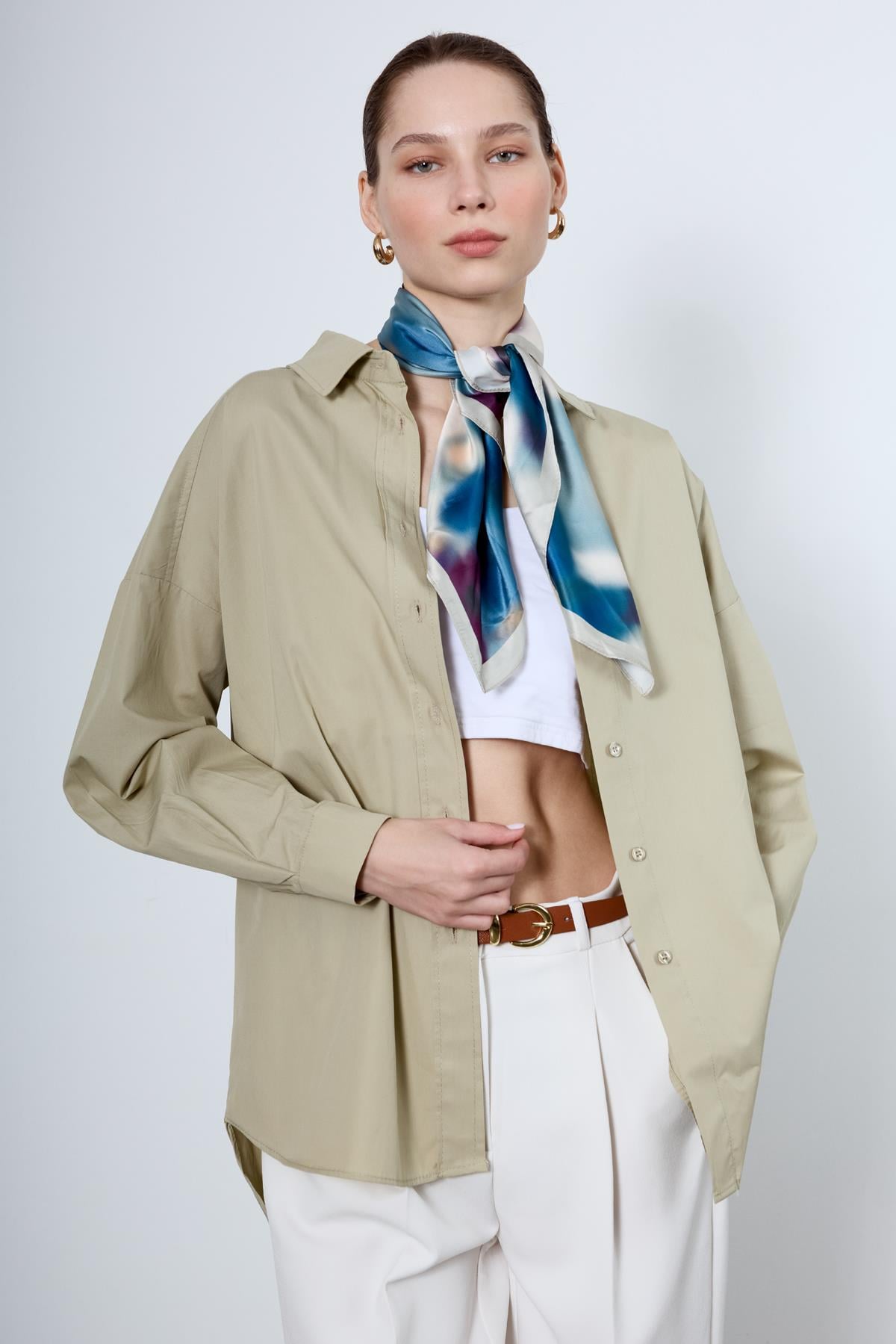 4943 POPLİN GÖMLEK AÇIK HAKİ