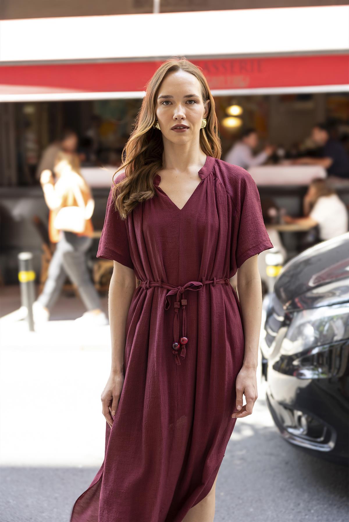 3305 KISA KOLLU ELBİSE BORDO