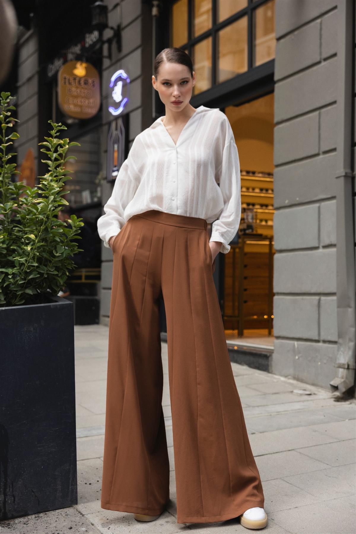 51136 PARÇALI PANTOLON KAHVE