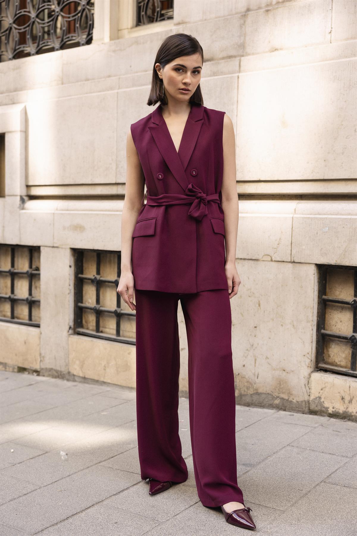 9413 YELEK PANTOLON TAKIM BORDO