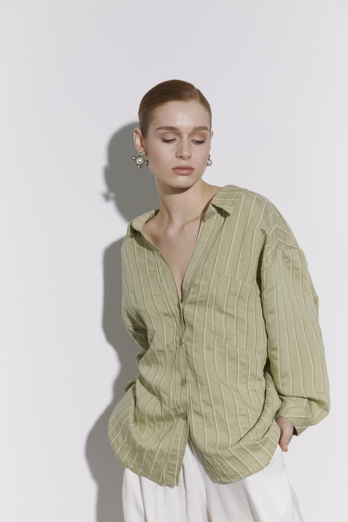 4758 OVERSIZE GÖMLEK(4612) HAKİ