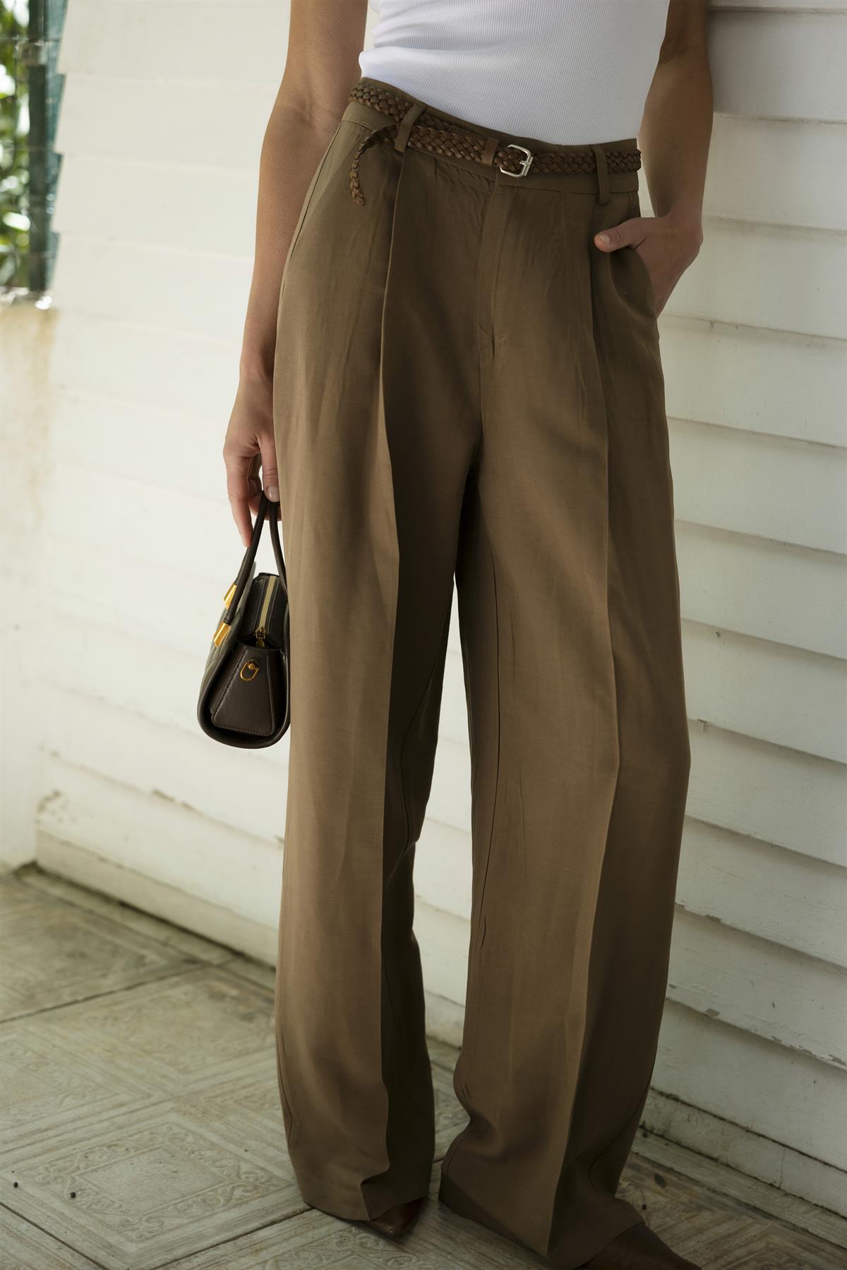 51150 KEMERLİ PANTOLON KAHVE