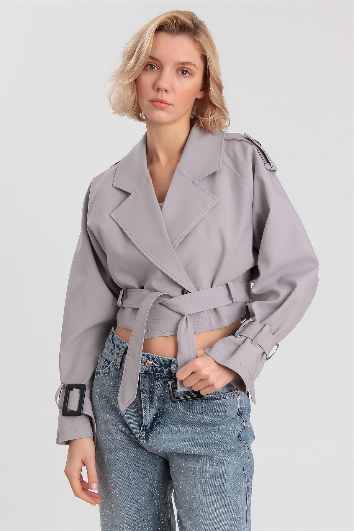 9306 REGLAN KISA CEKET GRİ