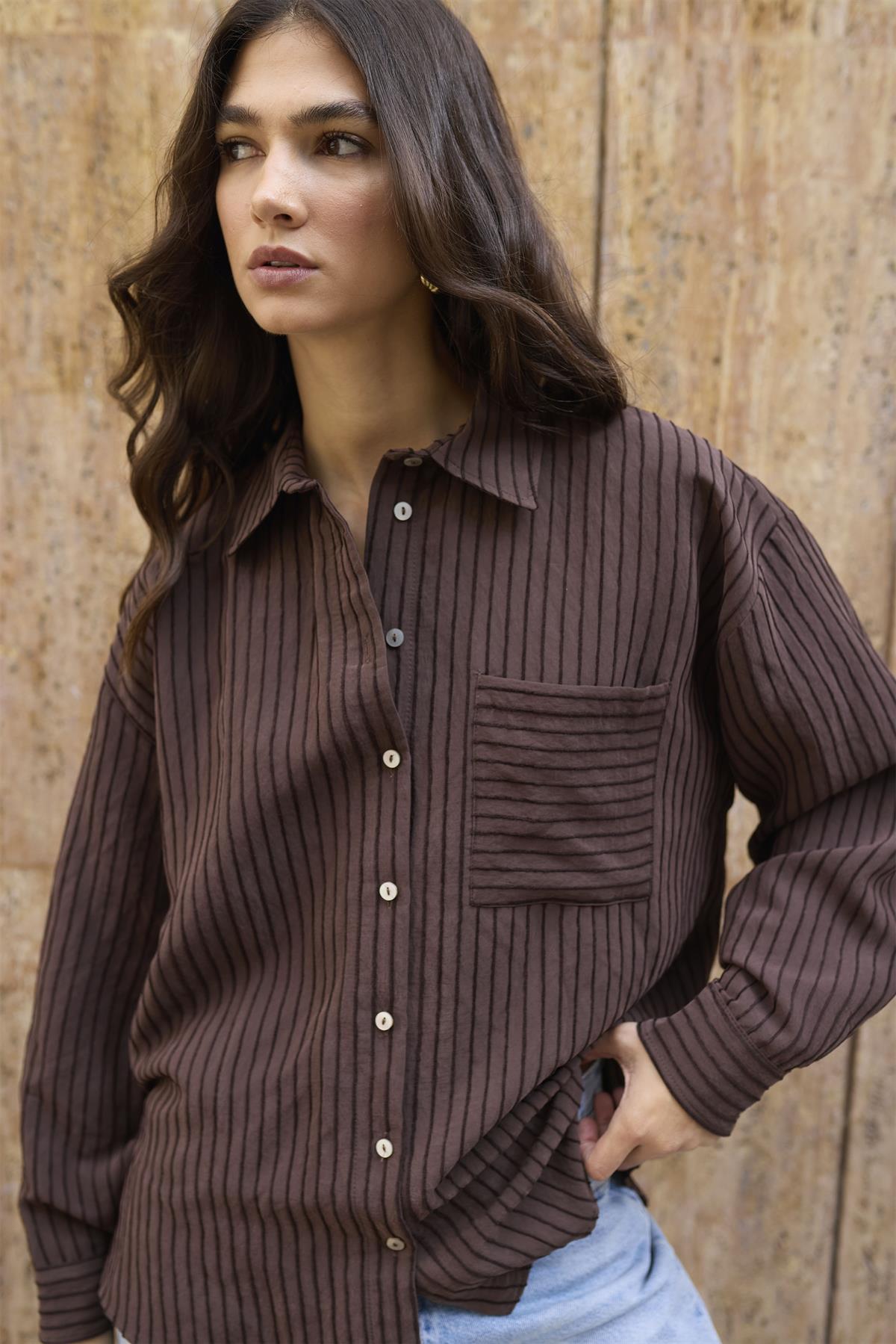 5000 OVERSIZE GÖMLEK KAHVE