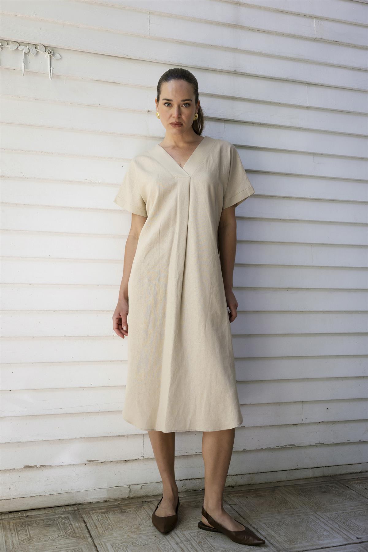 3131 KETEN ELBİSE(2835) TAŞ