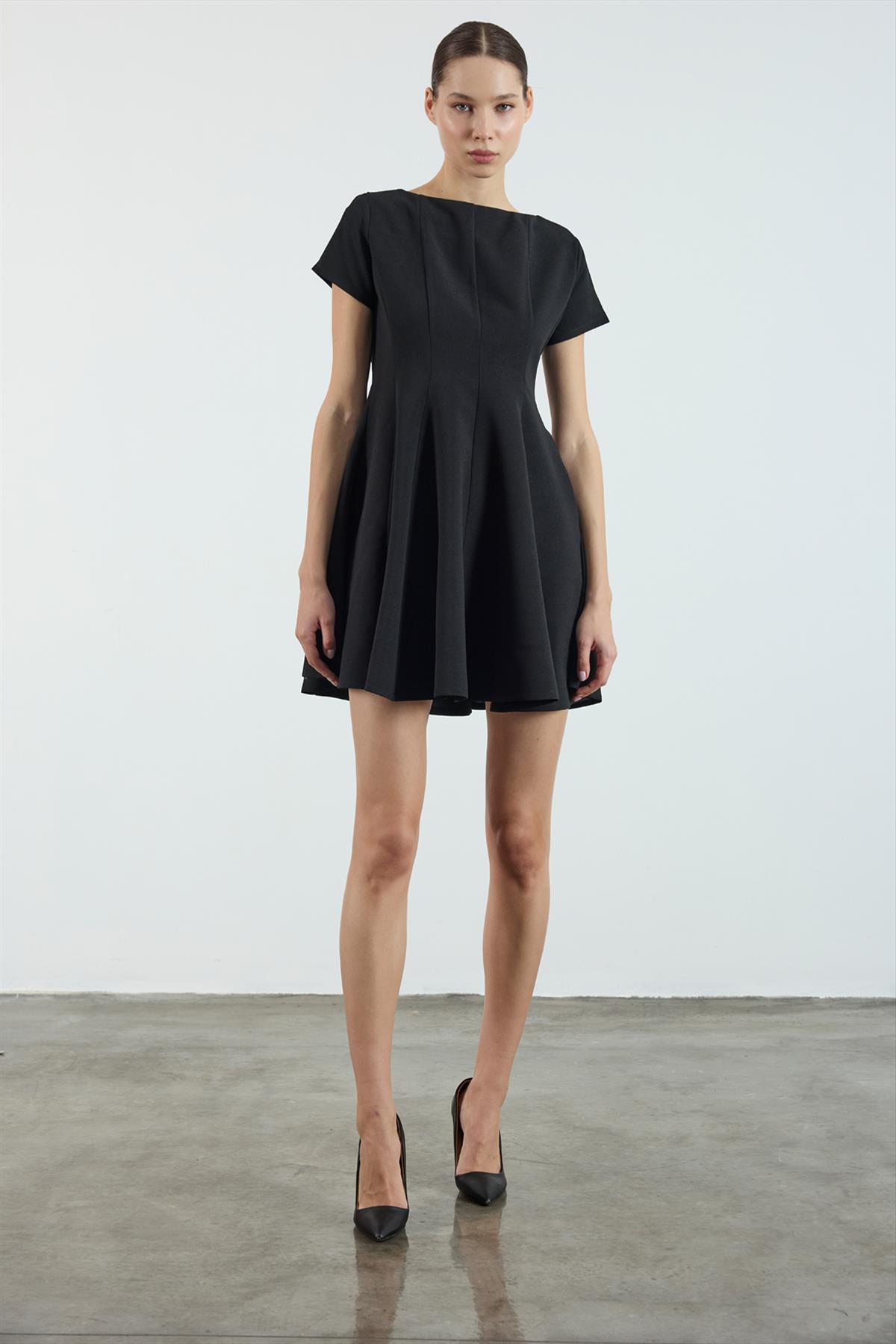 3272 GODELİ ELBİSE SİYAH