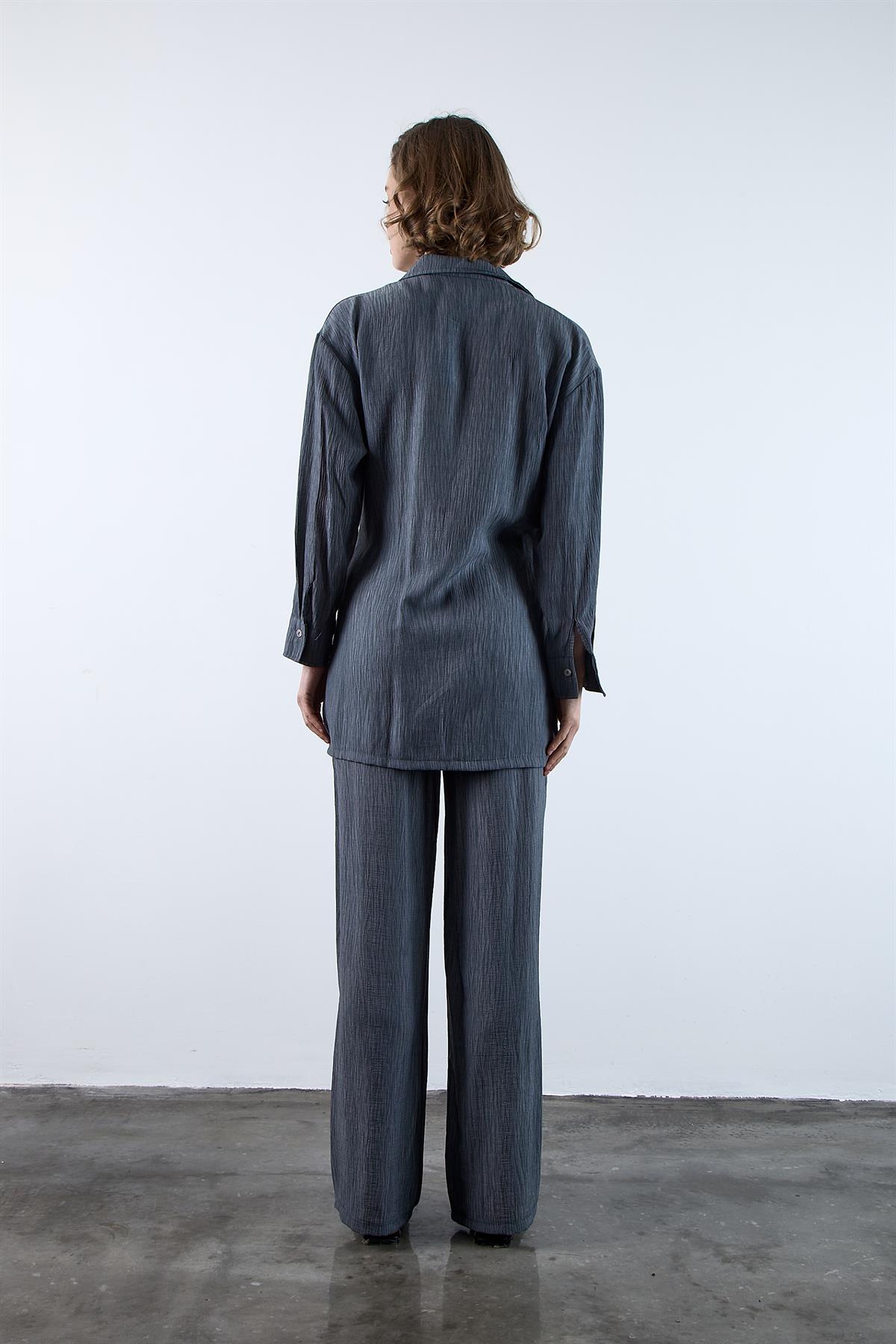 51101 BASKILI GÖMLEK PANTOLON TAKIM ANTRASİT