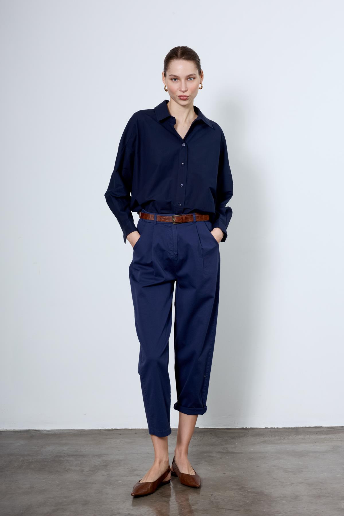 4943 POPLİN GÖMLEK LACİVERT