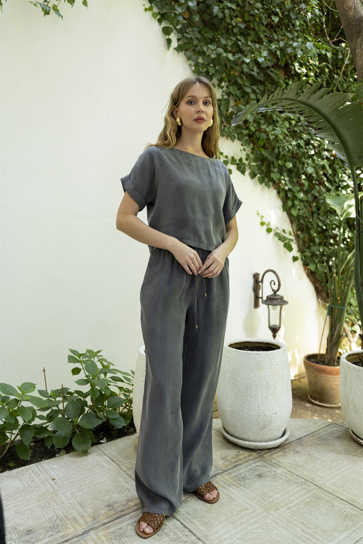 51163 BLUZ PANTOLON TAKIM ANTRASİT