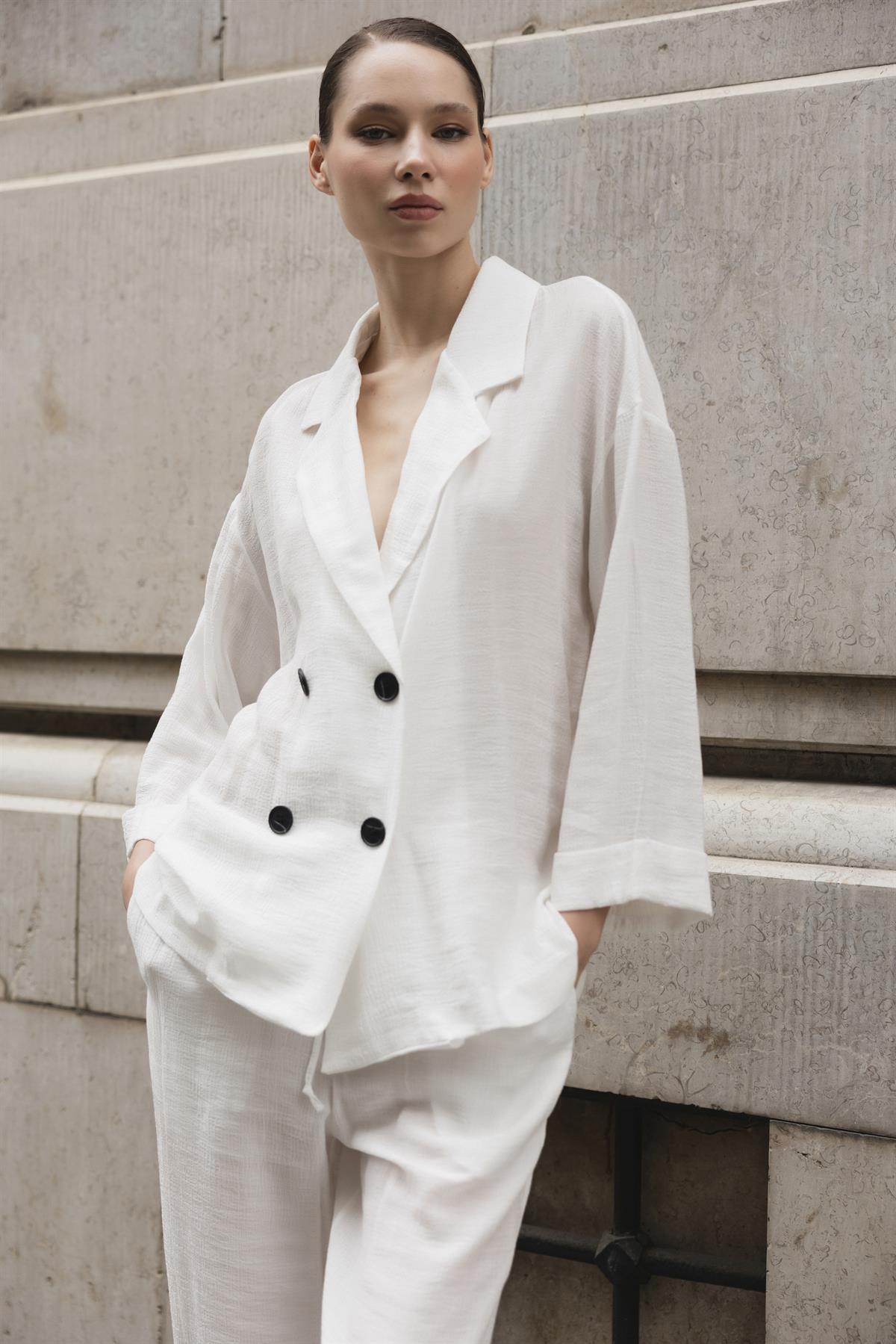 51107 CEKET PANTOLON TAKIM BEYAZ