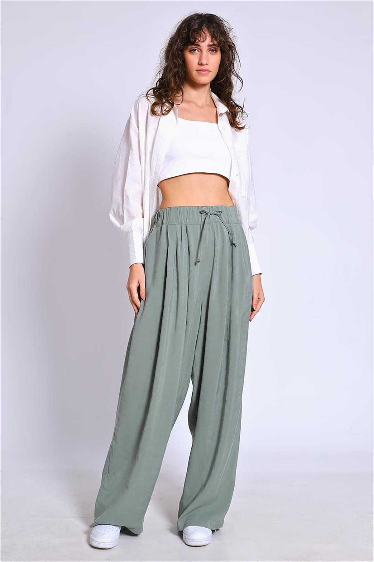 50962 LASTİKLİ PANTOLON ÇAĞLA YEŞİL