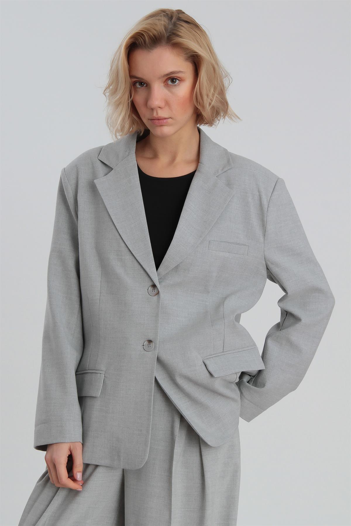 9281 POLİVİSKON CEKET GRİ