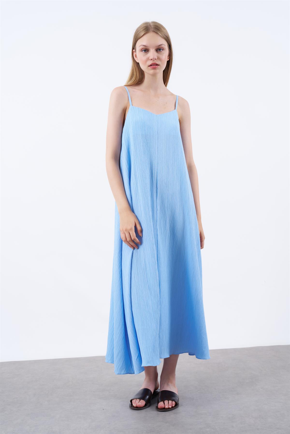 3124 ASKILI ELBİSE(2975) MAVİ