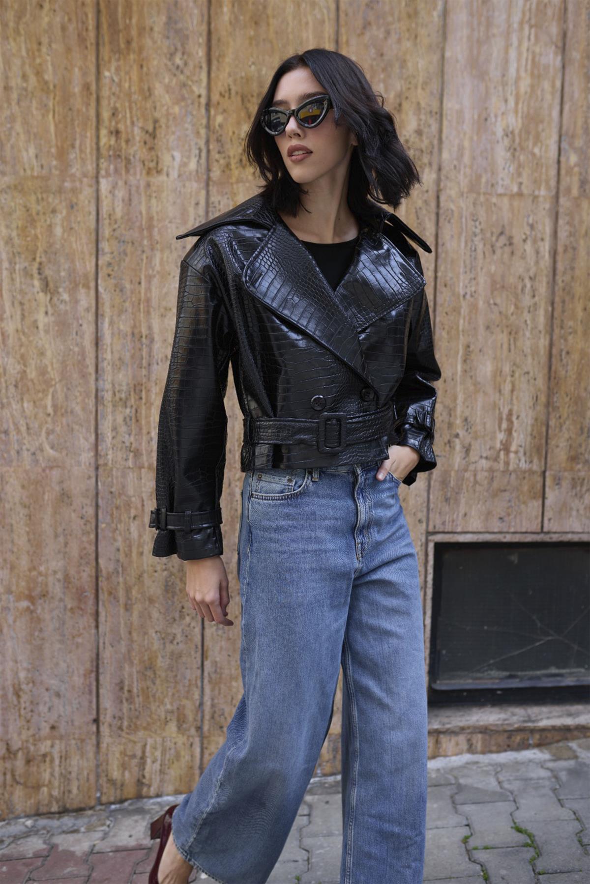 9632 DERİ CEKET SİYAH