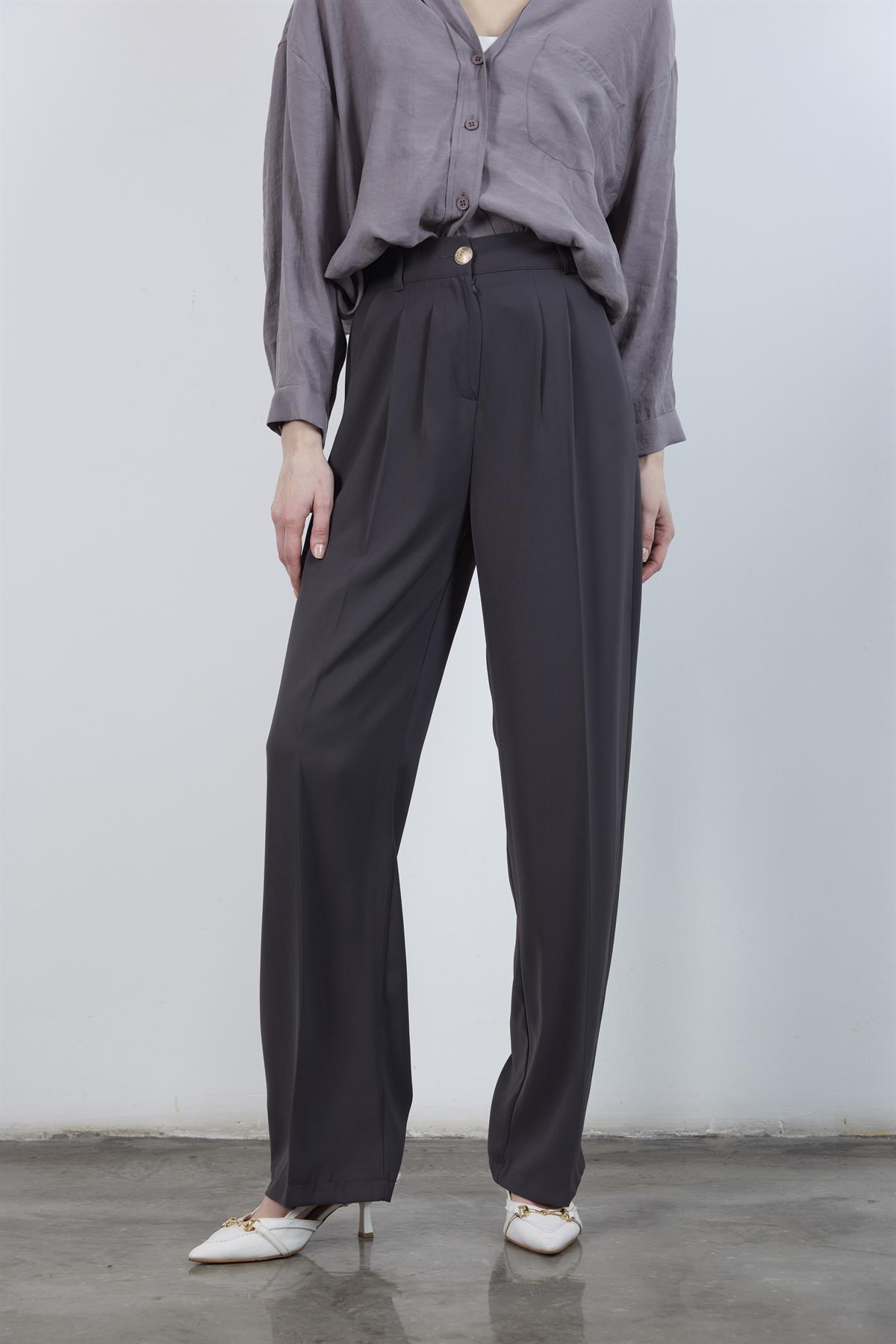 51078 PİLELİ PALAZZO PANTOLON ANTRASİT