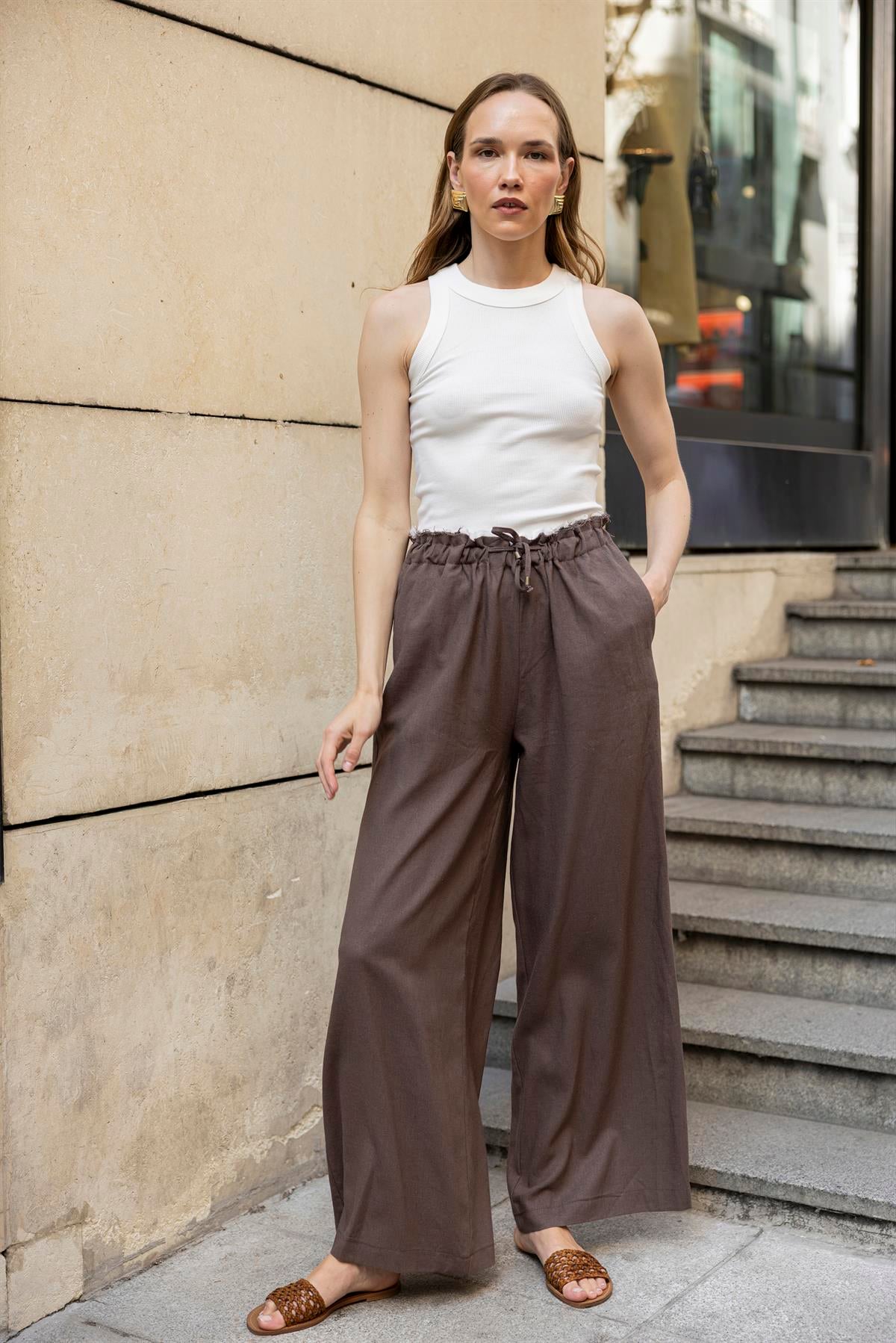 51176 KETEN PANTOLON KAHVE