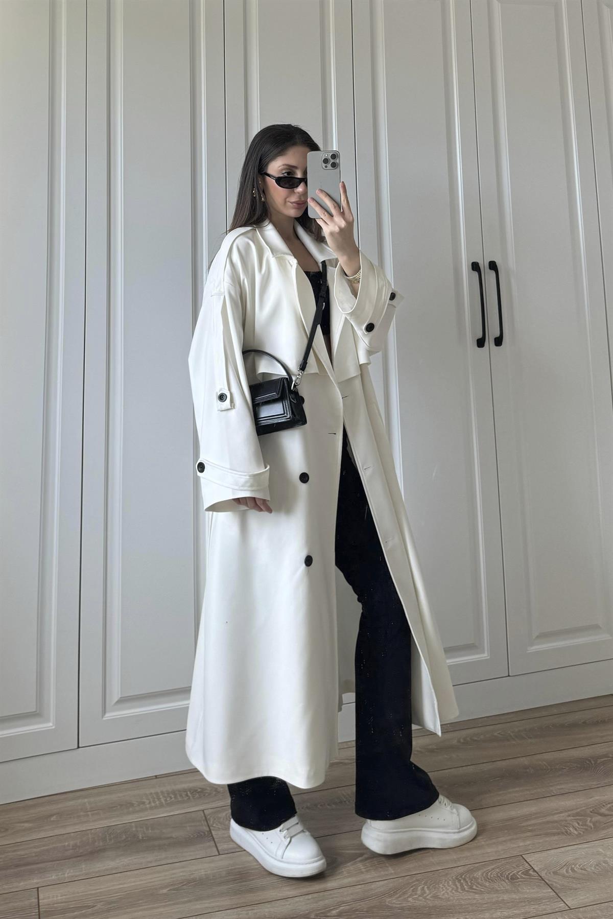 9476 POLİVİSKON TRENÇ BEYAZ