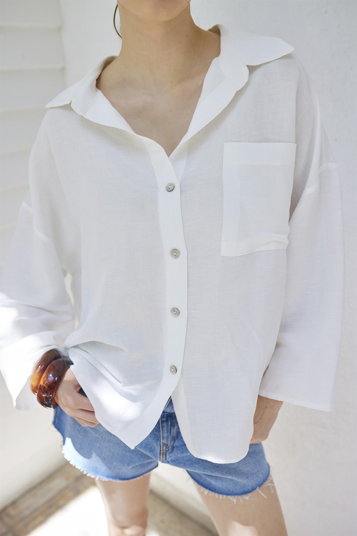 4977 OVERSIZE GÖMLEK BEYAZ