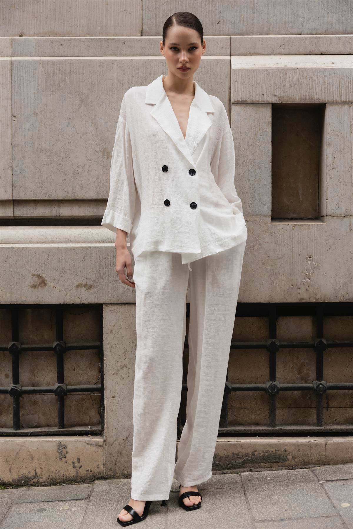 51107 CEKET PANTOLON TAKIM BEYAZ