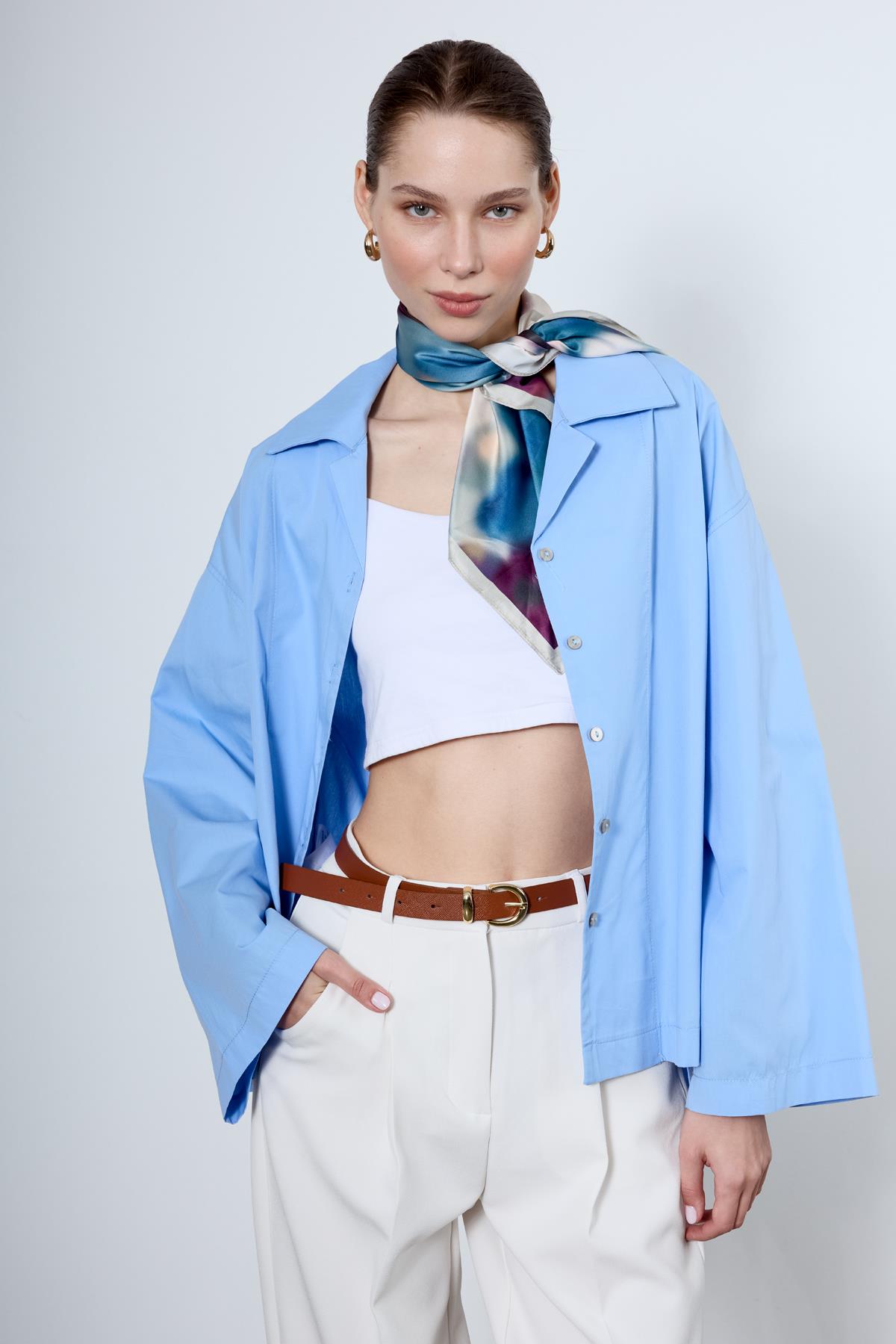 4952 OVERSIZE GÖMLEK BEBE MAVİ