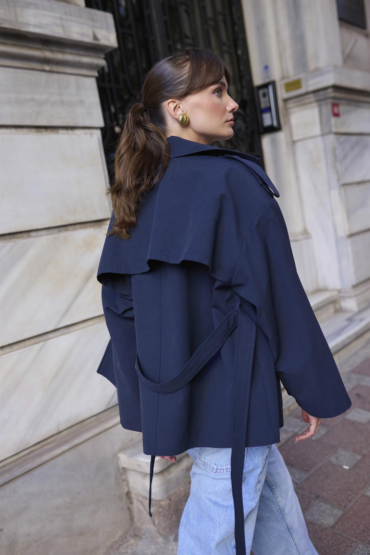 9609 KISA TRENÇ LACİVERT