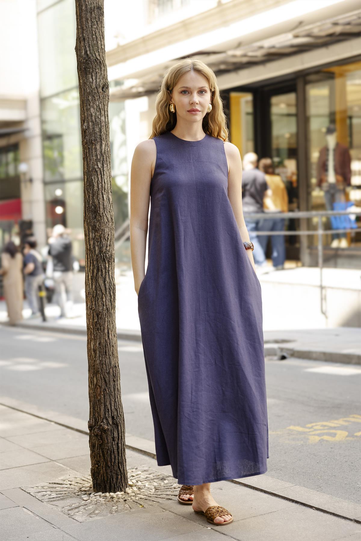 3315 KOLSUZ ELBİSE LACİVERT