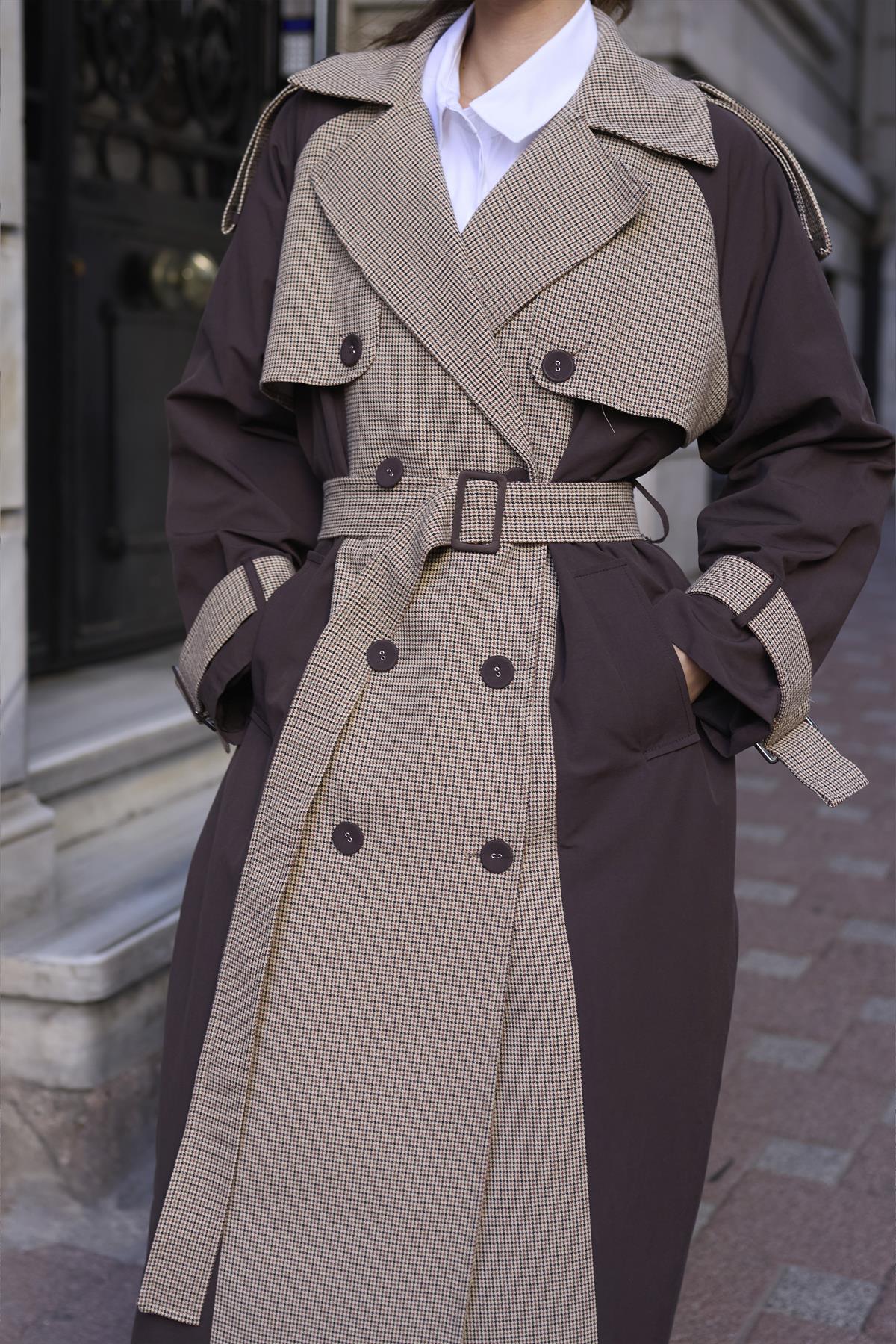 9598 EKOSELİ REGLAN TRENÇ KAHVE