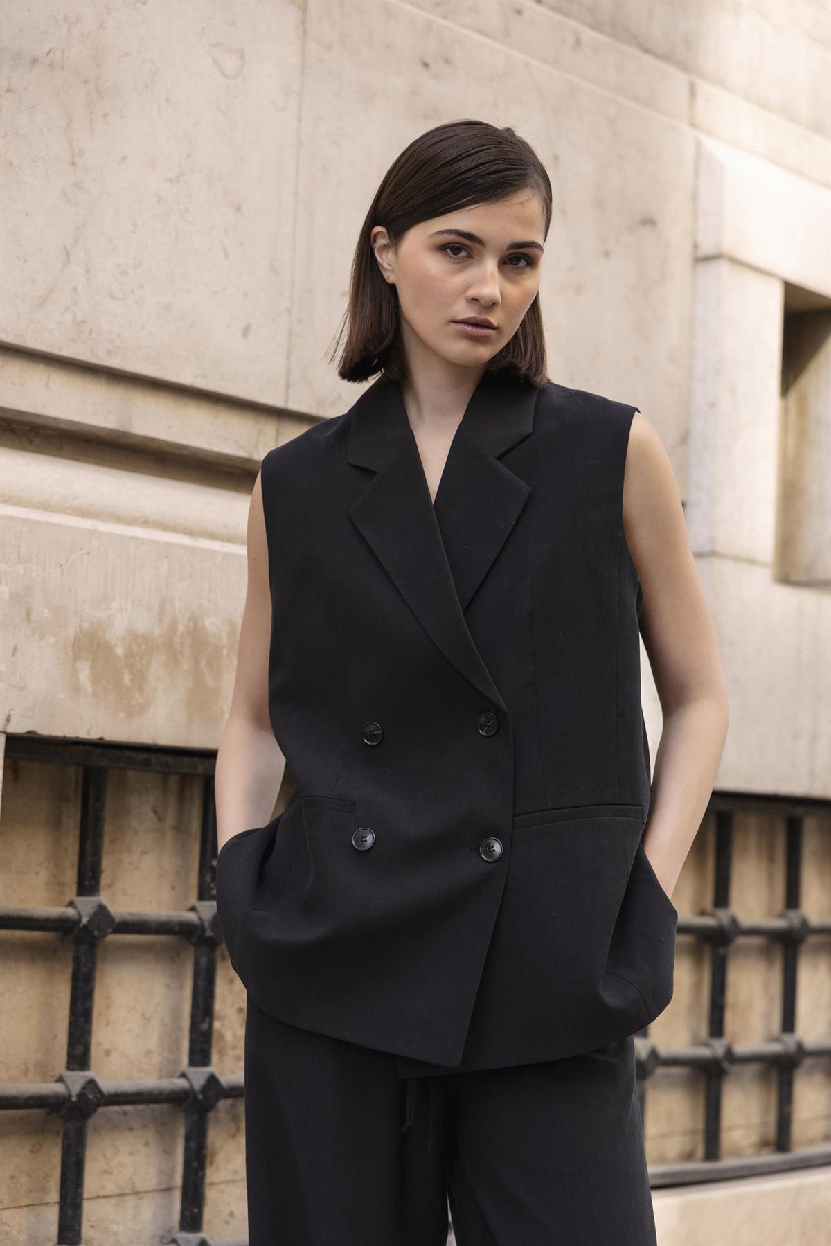 9568 YELEK PANTOLON TAKIM SİYAH