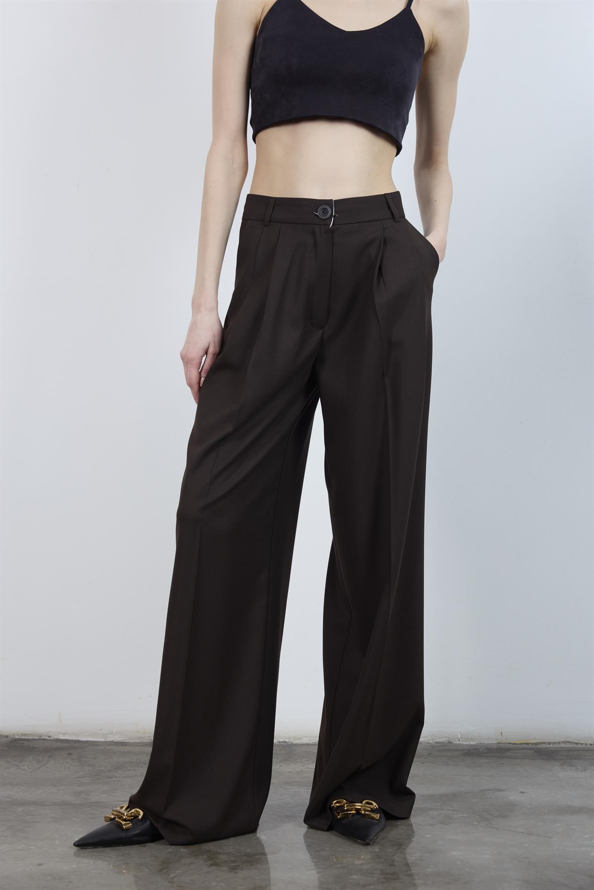 50997 POLİVİSKON PANTOLON KOYU KAHVE