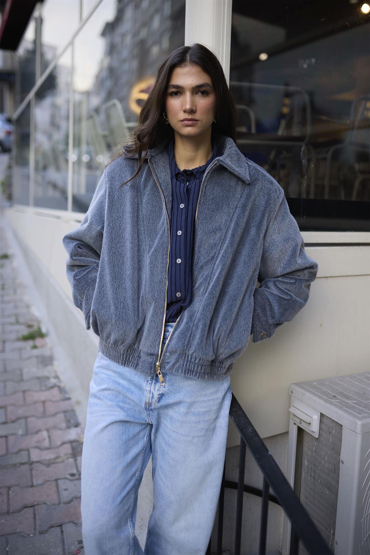 9648 BOMBER CEKET GRİ