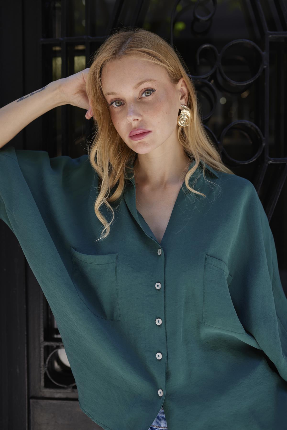 4925 OVERSIZE GÖMLEK ZÜMRÜT