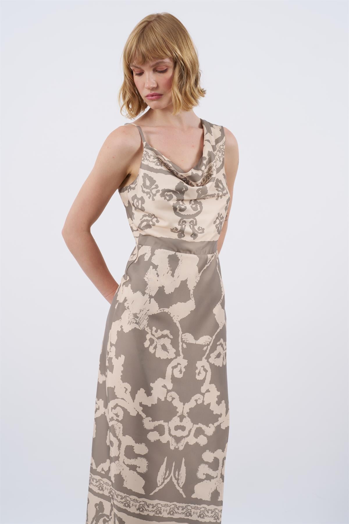 3157 DEGAJE ASKILI ELBİSE HAKİ