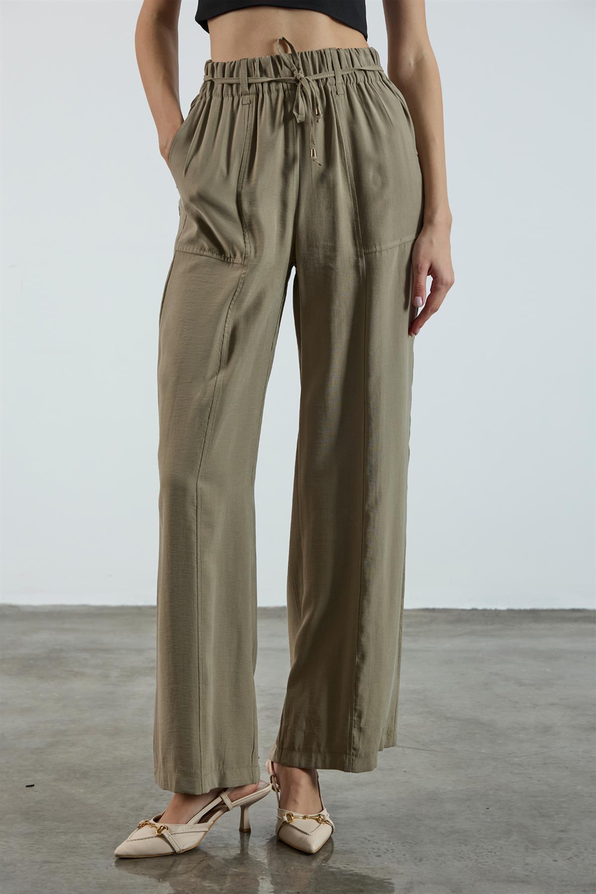 51120 BELİ LASTİKLİ PANTOLON HAKİ