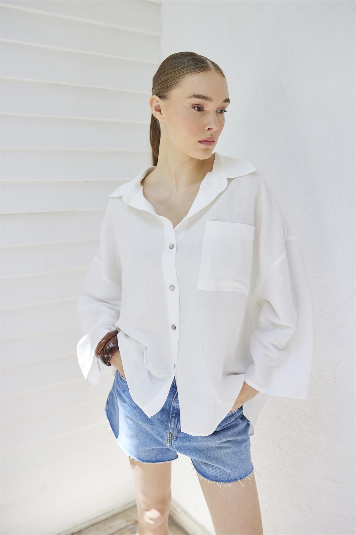4977 OVERSIZE GÖMLEK BEYAZ