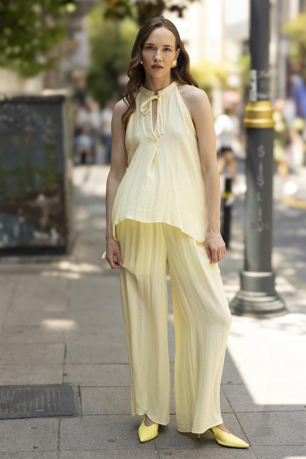 51182 BLUZ PANTOLON TAKIM SARI