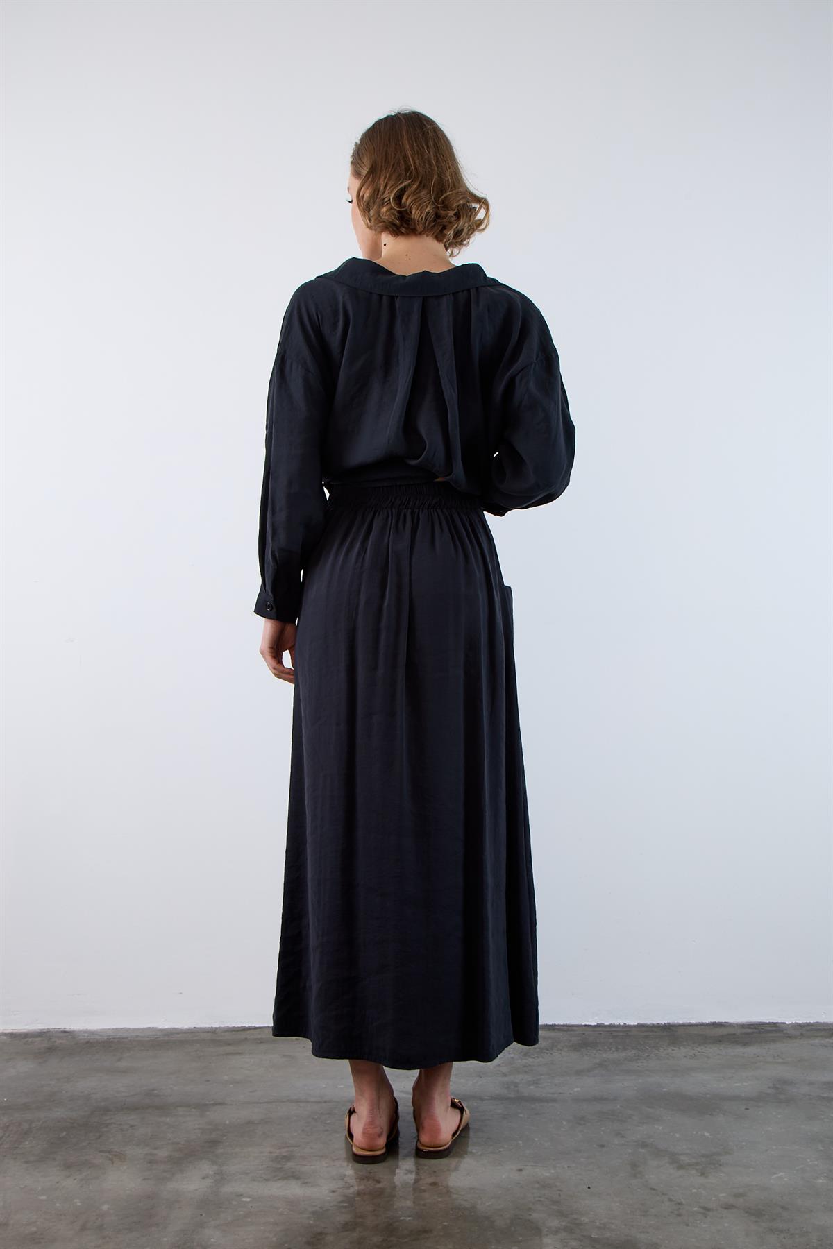 3264 LASTİKLİ ETEK SİYAH