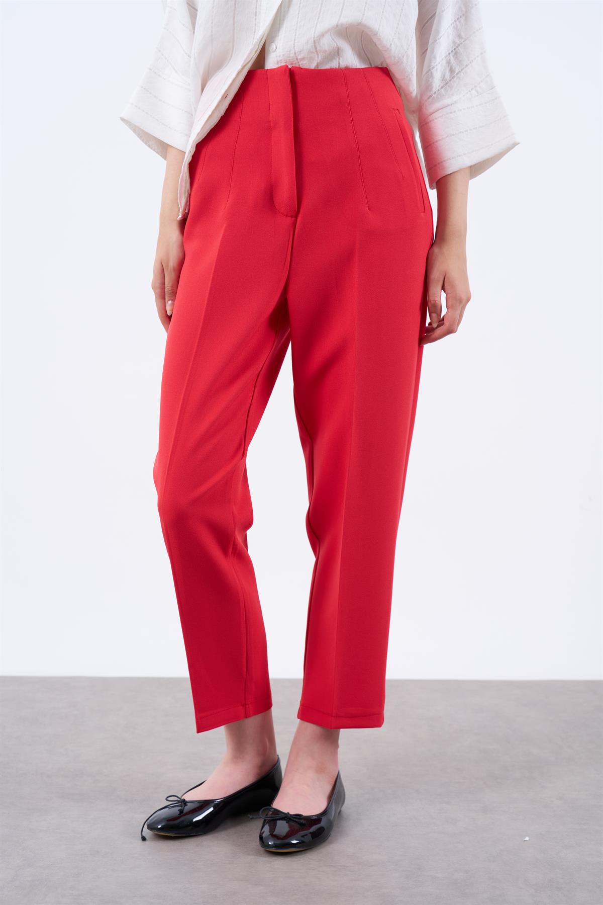 50109 PENSLİ HAVUÇ PANTOLON KIRMIZI