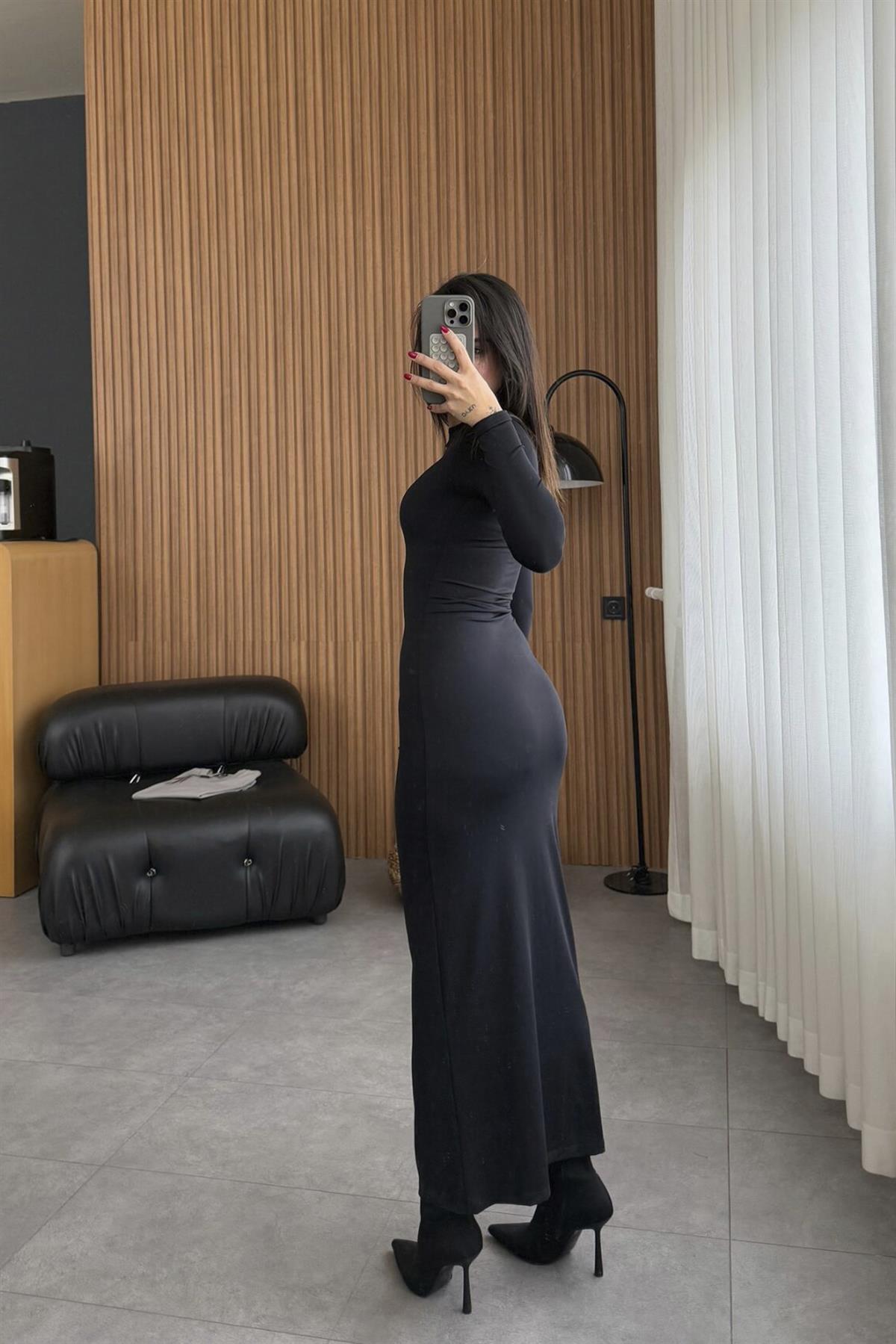 3153 UZUN ELBİSE FÜME