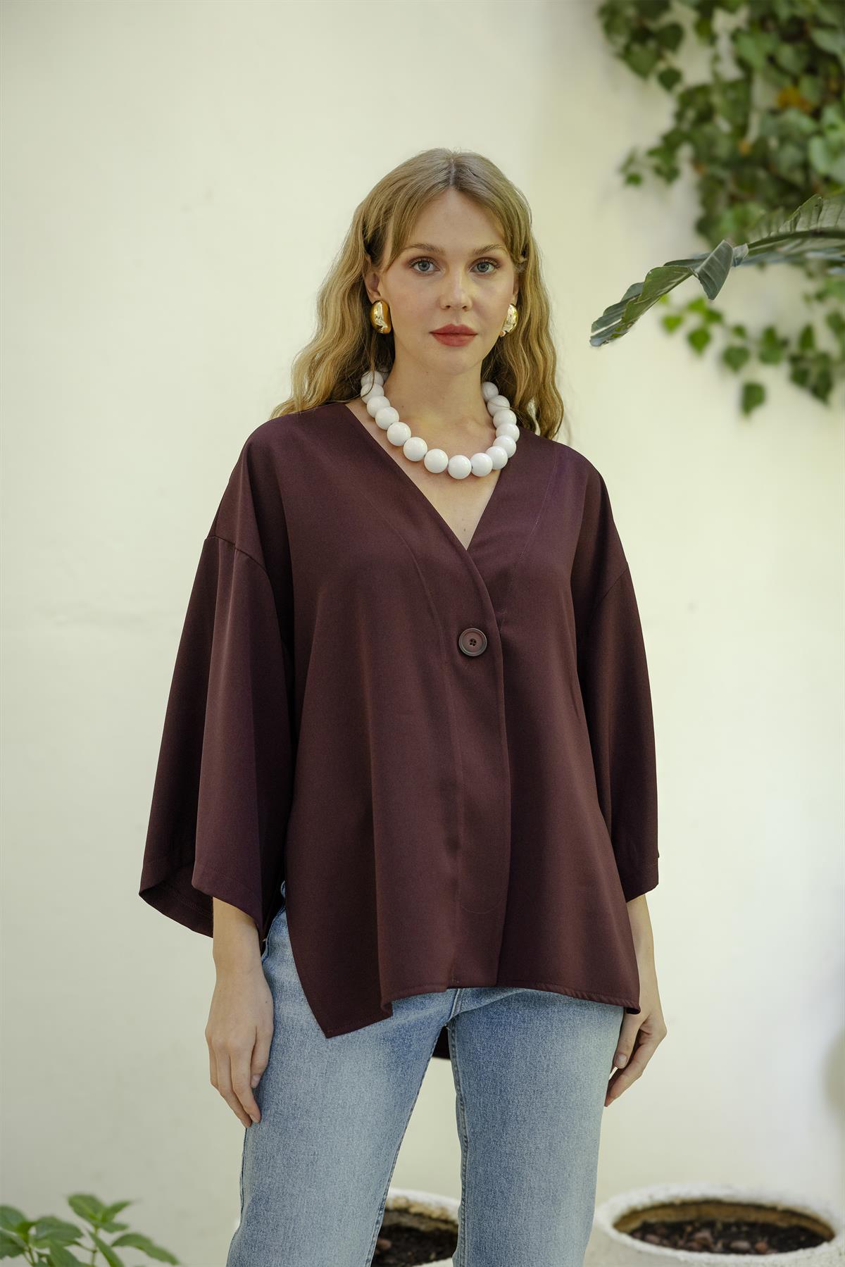 4972 ÖNDEN BAĞLAMALI BLUZ BORDO