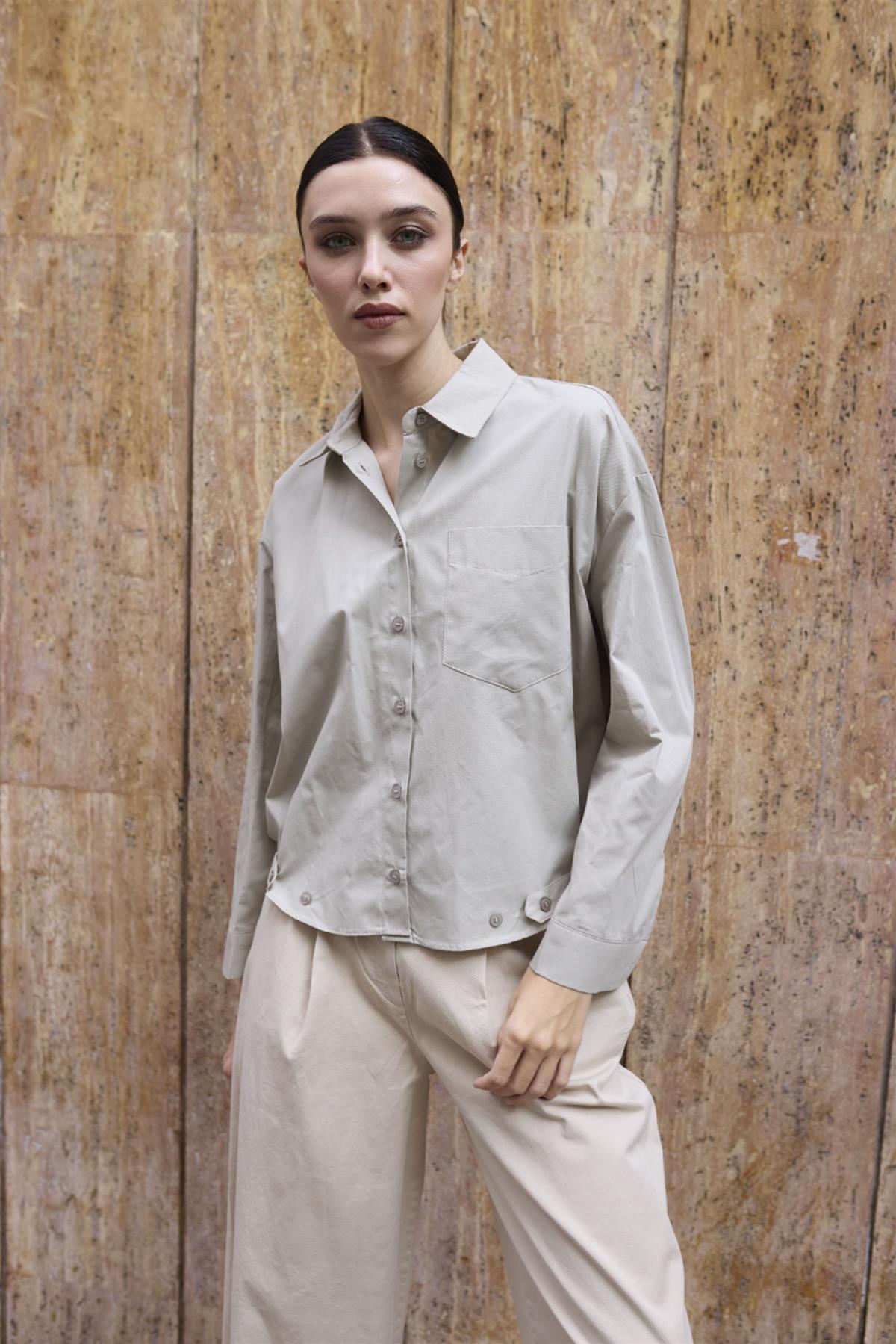 4993 POPLİN GÖMLEK BEJ