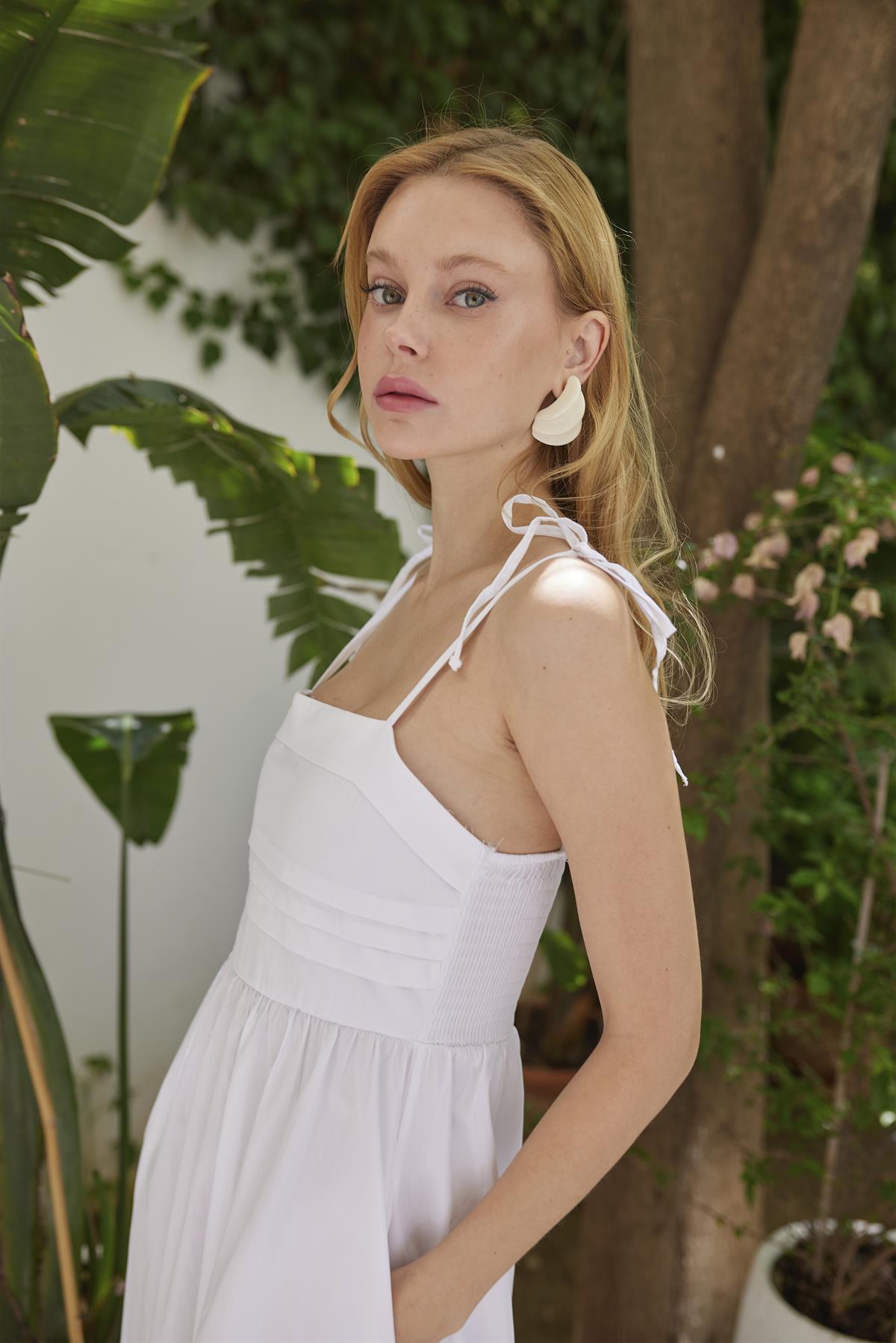 3332 ASKILI ELBİSE BEYAZ