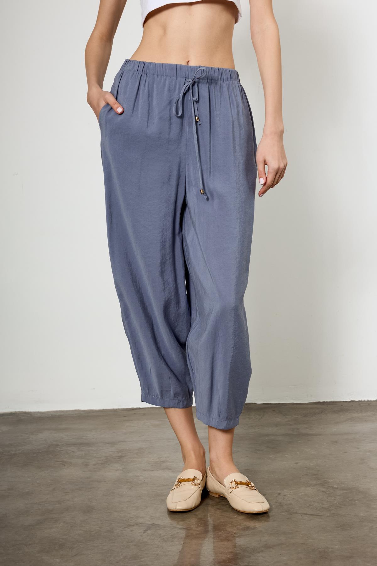 51106 BELİ LASTİKLİ PANTOLON GRİ-MAVİ