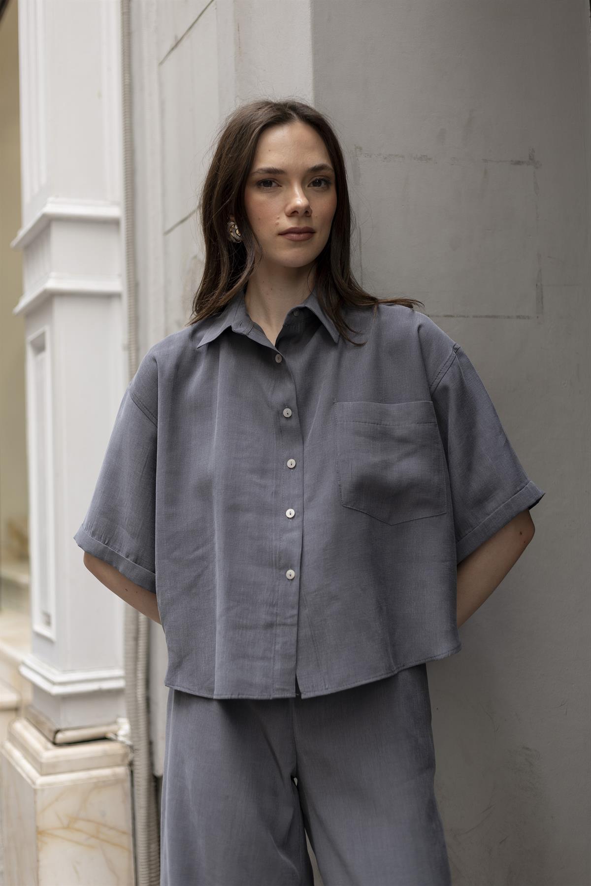 51156 GÖMLEK PANTOLON TAKIM ANTRASİT