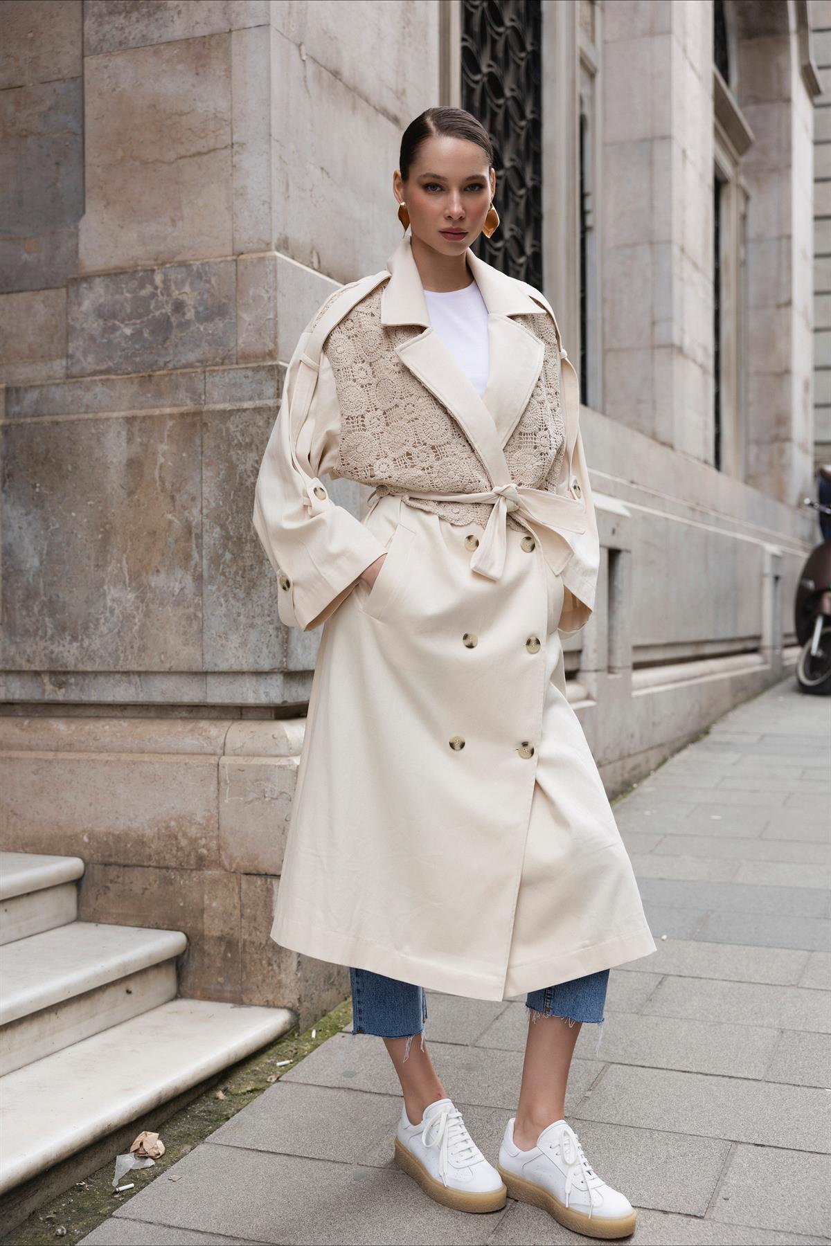 9537 GABARDİN TRENÇ TAŞ