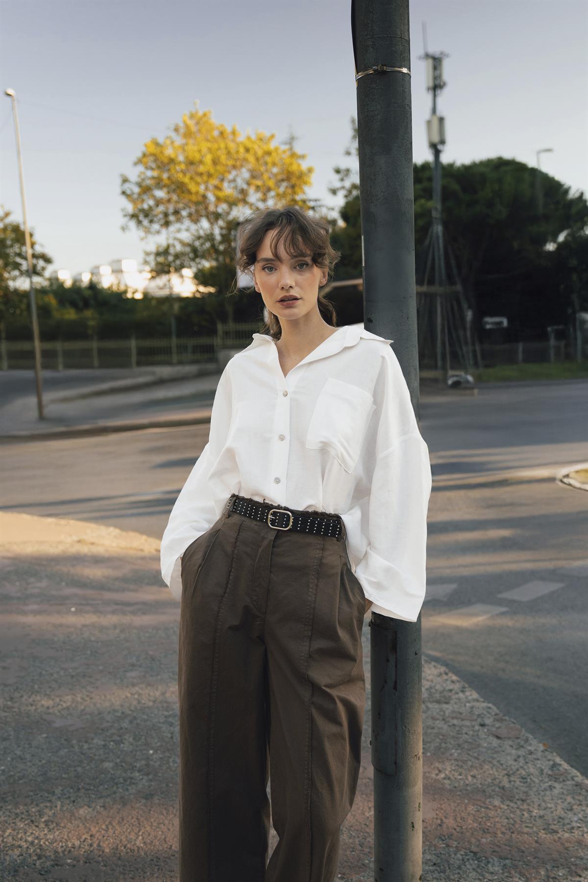 51208 KEMERLİ PANTOLON KAHVE