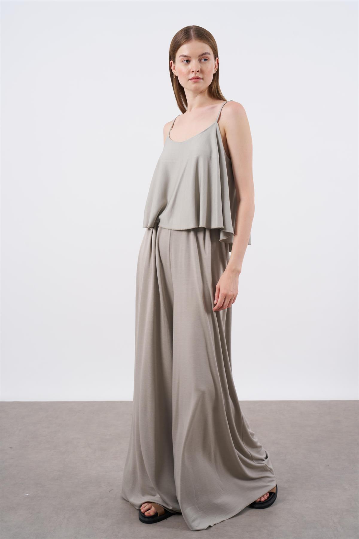 51052 ASKILI BLUZ PANTOLON TAKIM BEJ