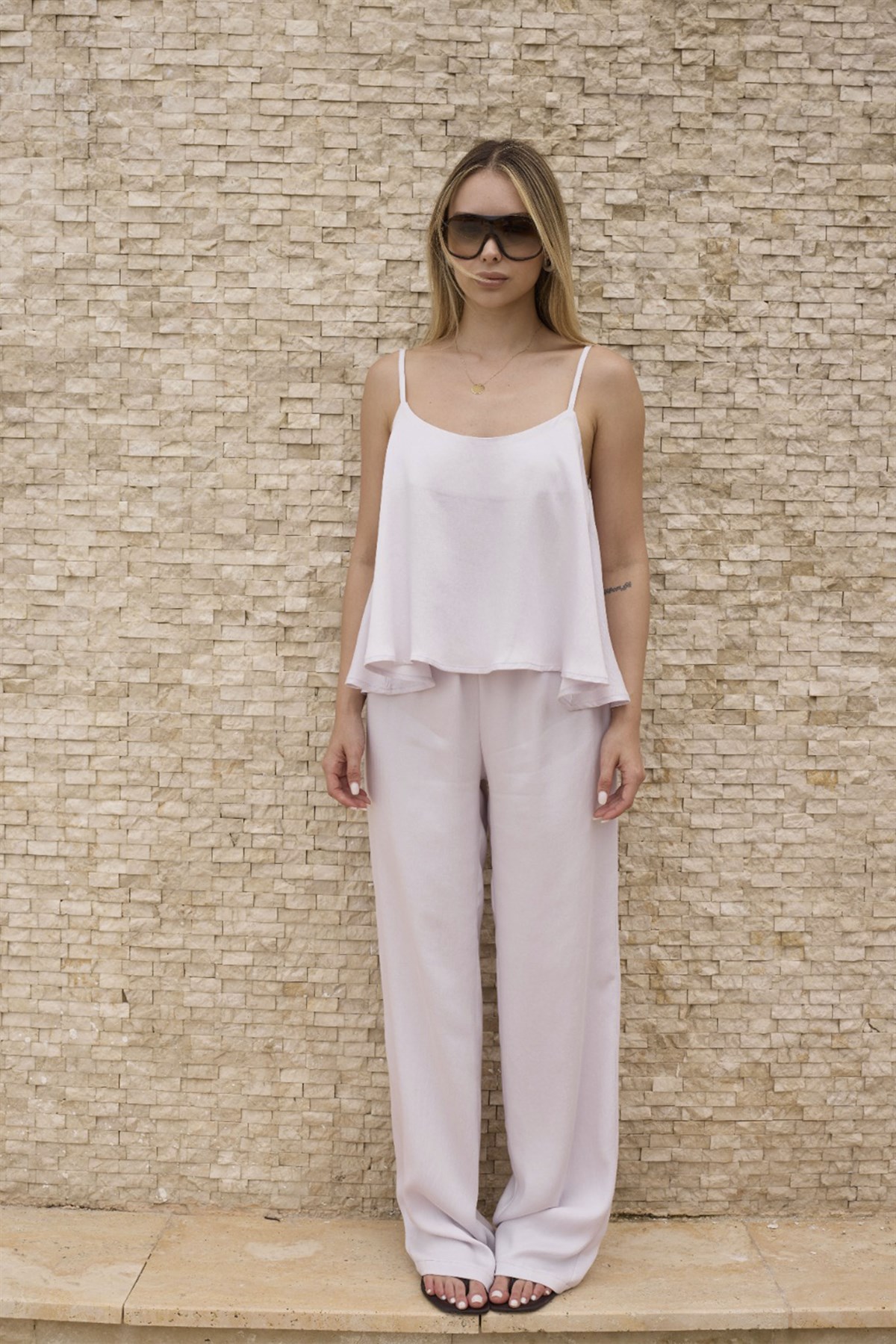 51043 ASKILI BLUZ PANTOLON TAKIM ŞEKER PEMBE
