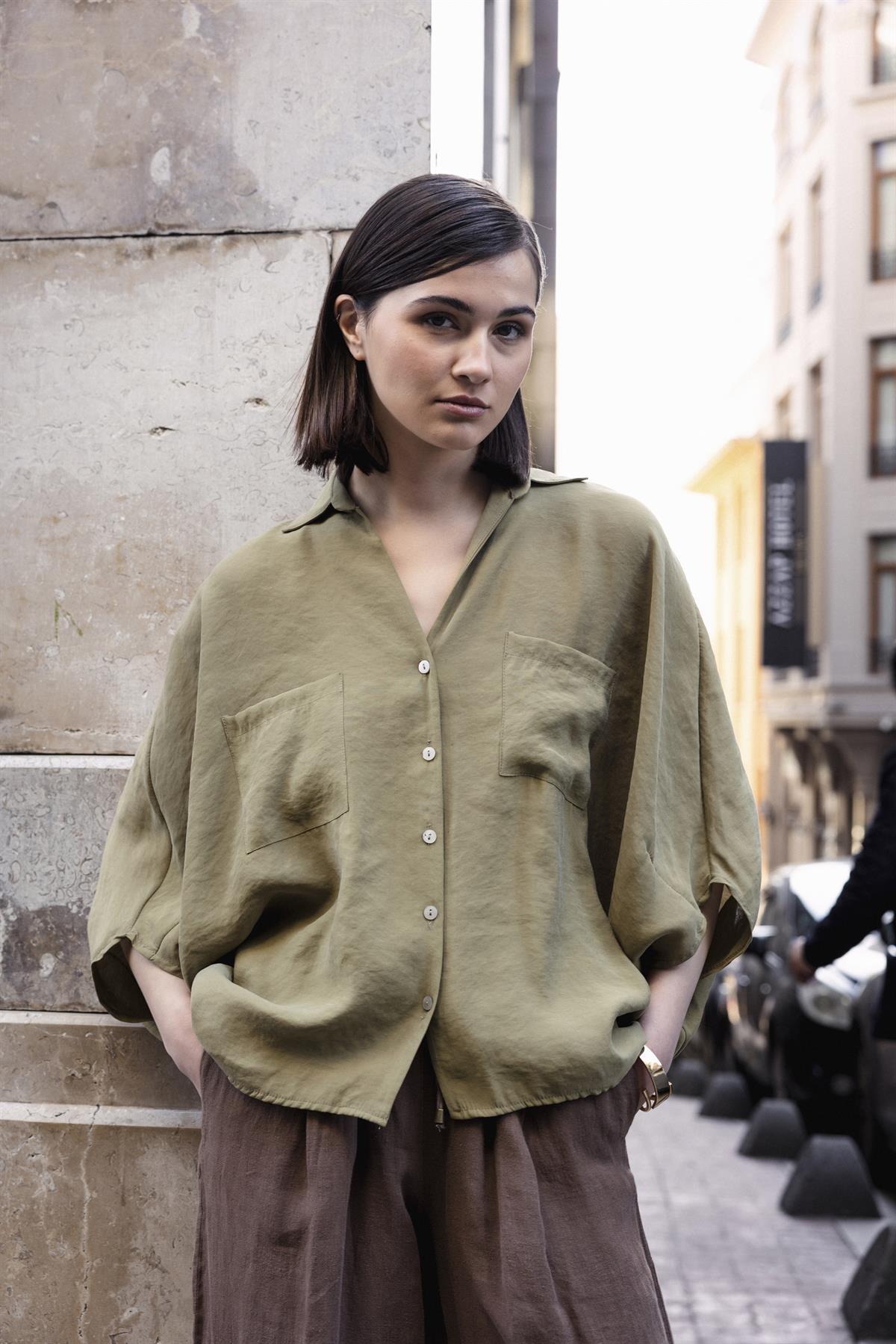 4925 OVERSIZE GÖMLEK HAKİ