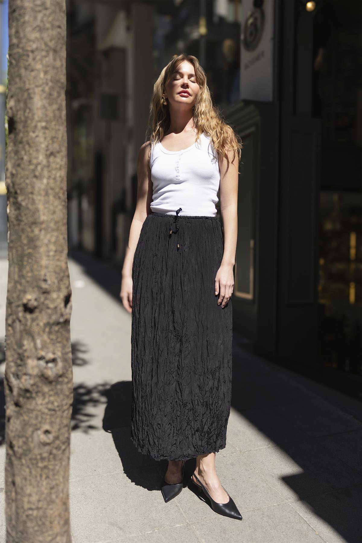 3285 BİYELİ ETEK SİYAH