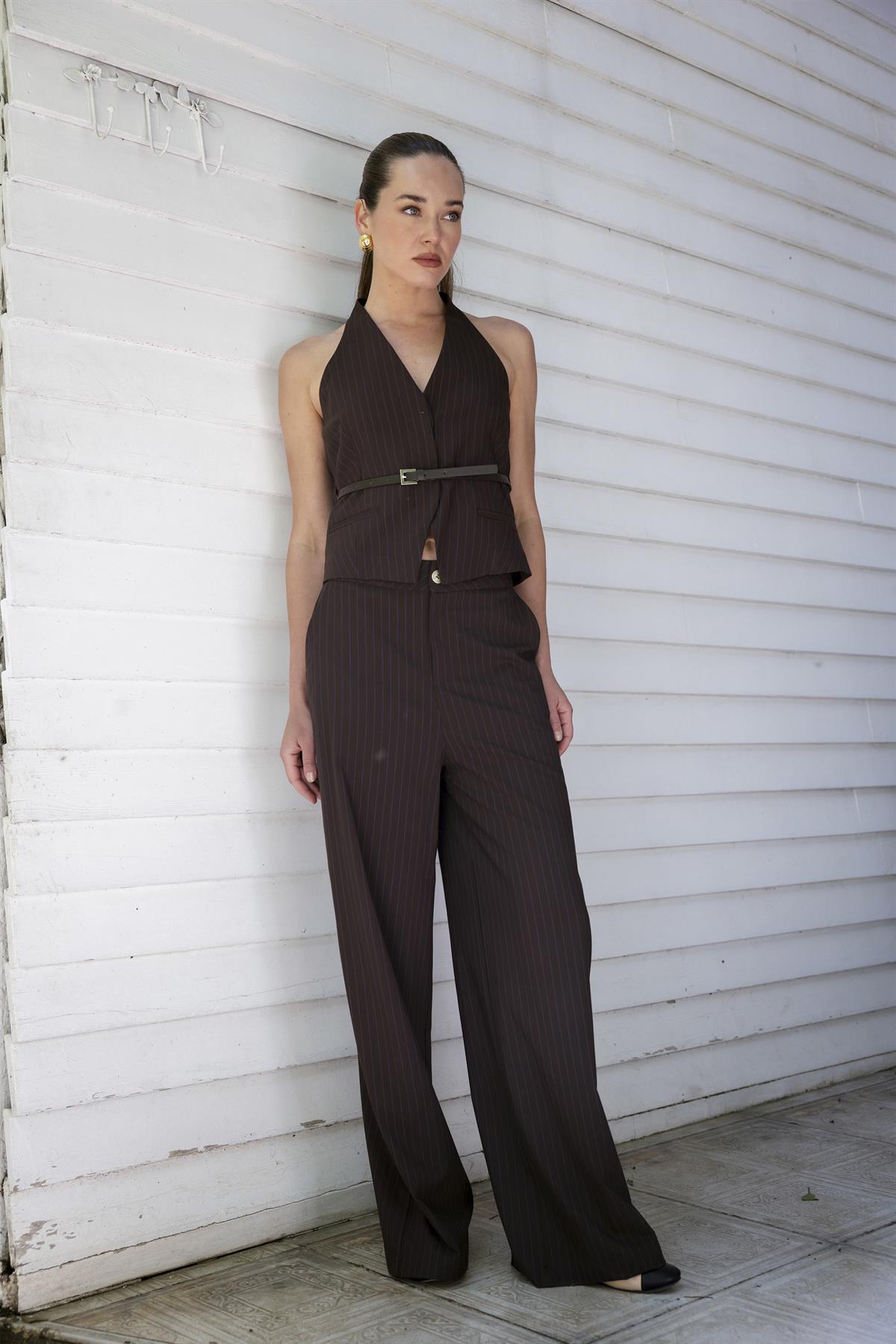 9569 YELEK PANTOLON TAKIM KAHVE